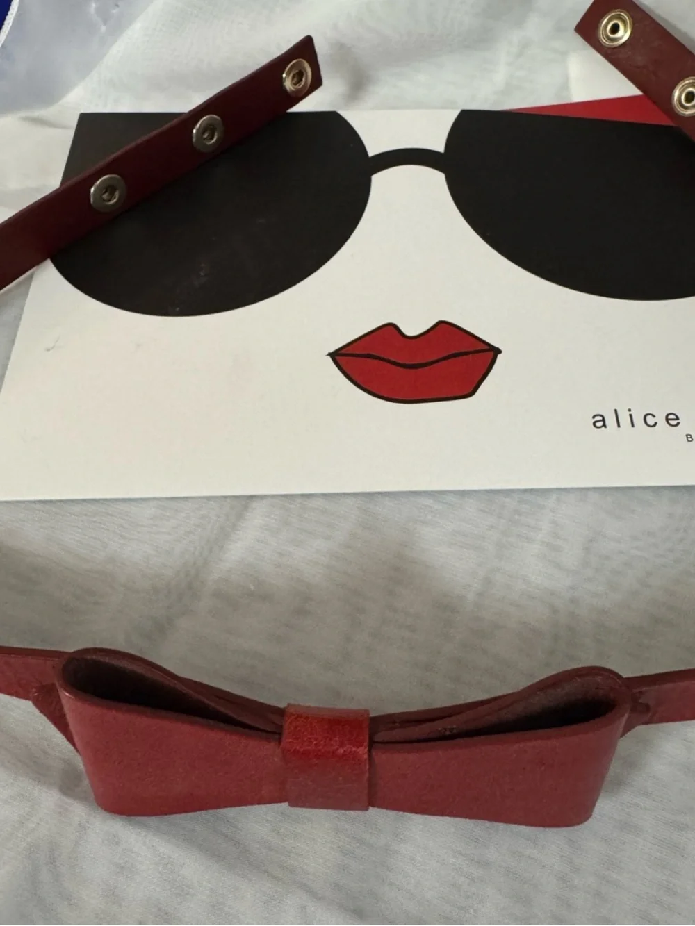 Alice + Olivia by Stacey Bendet RARE Red Leather Skinny Logo Belt - EUC/ Size XS